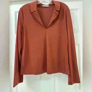 Zara Brick Red Long Sleeve collared V
Neck Y2K Style‎ Size Small